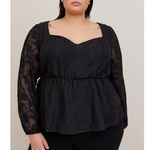NWT TORRID PEPLUM CHIFFON BLOUSE IN BLACK